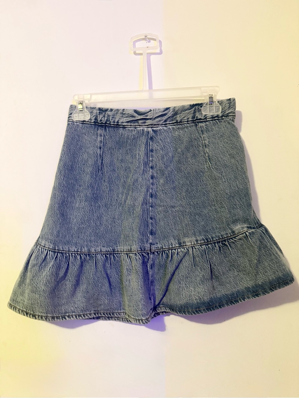Aeropostale Asymmetrical Denim Skirt w/ Ruffle Hem